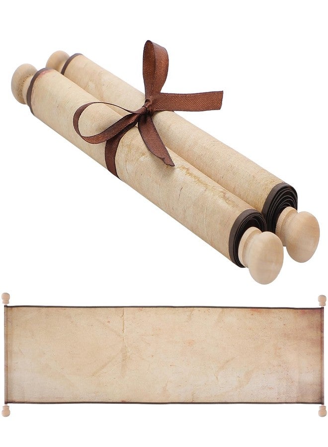 Epakh 1 Pack Blank Scroll Paper on Wood Rod, 9 x 72 in, for Writing & Drawing - Image 1