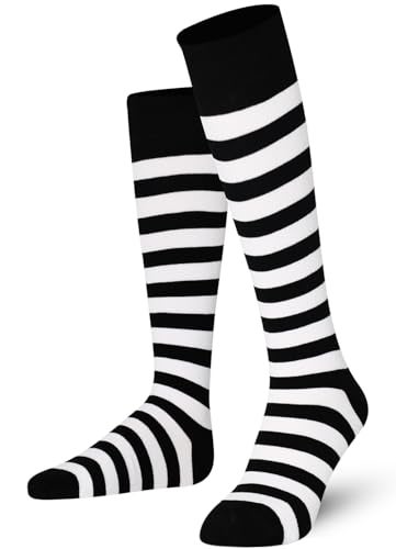Mysocks Knee High Socks Two Colors Stripe White & Black UK 7-11 EURO 40-45 - Image 1
