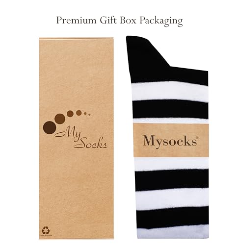 Mysocks Knee High Socks Two Colors Stripe White & Black UK 7-11 EURO 40-45 - Image 5