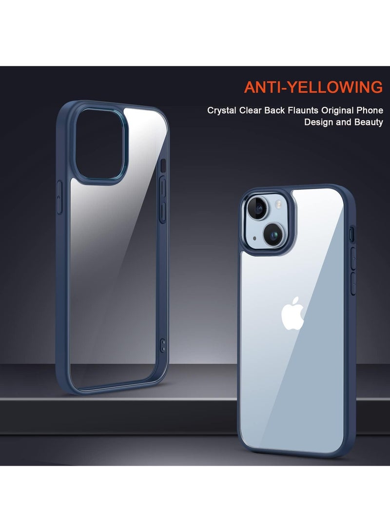 حافظة شفافة مضادة للصدمات لهاتف آيفون 15 بلس/آيفون 14 بلس غير صفراء للحماية من السقوط العسكري، غطاء خلفي شفاف بأربع وسائد هوائية للحماية من السقوط مقاس 6.7 بوصة (أزرق) - Image 5