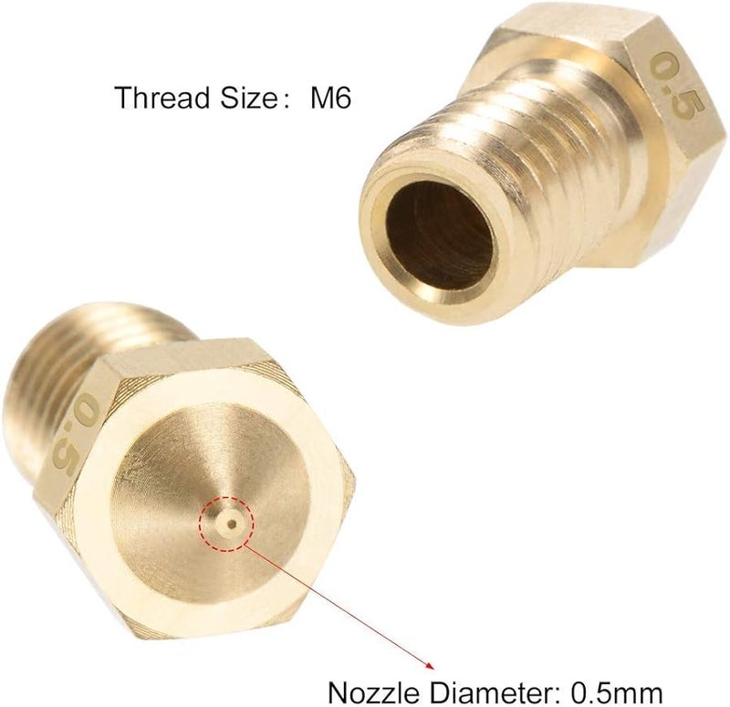 Brass 0 5mm 3D Printer Nozzle Head M6 Thread Replacement For V5 V6 3mm Extruder 4pcs - Image 4