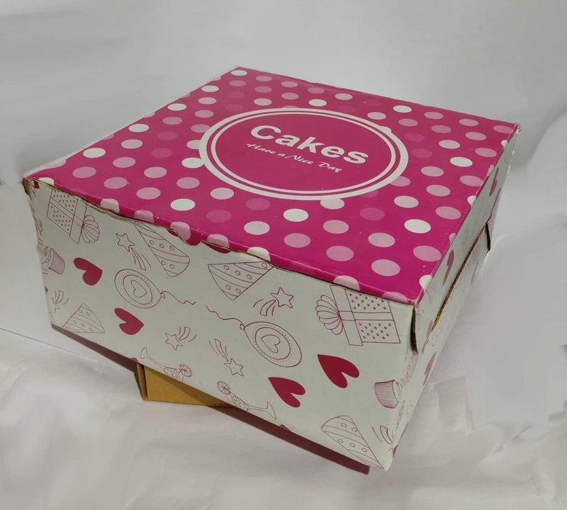YNK Printed Cake Box 500 g 8x8x5 inch with base Pack of 50 - Image 3