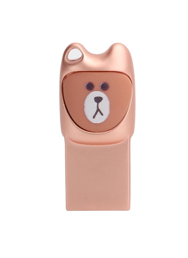 Thoraya Metal cartoon USB flash drive with mobile phone Android adapter Creative USB flash drive two-in-one bidding gift USB flash drive bear rose gold 32G  - Image 2
