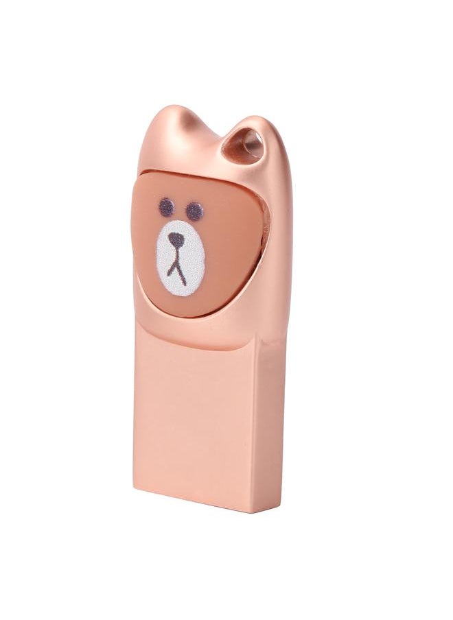Thoraya Metal cartoon USB flash drive with mobile phone Android adapter Creative USB flash drive two-in-one bidding gift USB flash drive bear rose gold 32G  - Image 3