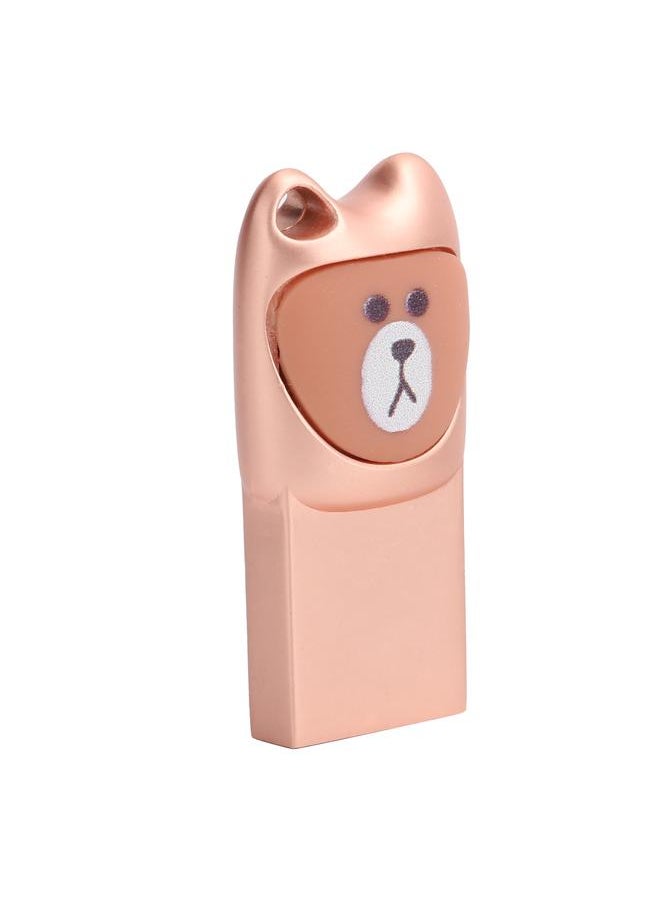 Thoraya Metal cartoon USB flash drive with mobile phone Android adapter Creative USB flash drive two-in-one bidding gift USB flash drive bear rose gold 32G  - Image 4