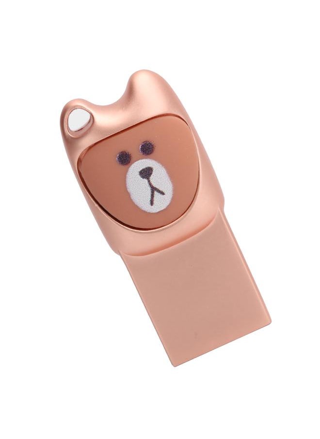 Thoraya Metal cartoon USB flash drive with mobile phone Android adapter Creative USB flash drive two-in-one bidding gift USB flash drive bear rose gold 32G  - Image 5
