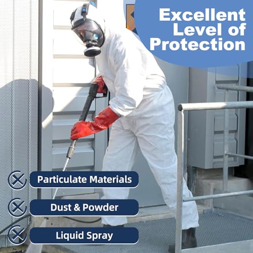 ETERNA Hazmat Suits- 5 Pack Disposable Protective Coveralls with Hood, Zipper, Elastic Wrists, Shoe Covers for Men & Women, Shield from Dirt, Dust, Paint (White, Large) - Image 4