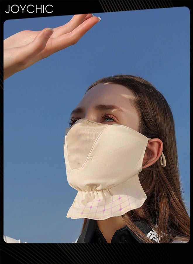 Joychic قناع واقي من الشمس صيفي جديد للنساء للقيادة في الهواء الطلق وركوب الدراجات مضاد للأشعة فوق البنفسجية، قناع وجه ناعم وناعم من الشيفون قابل للتنفس - Image 2