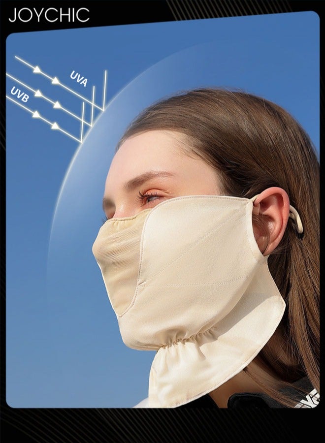 Joychic قناع واقي من الشمس صيفي جديد للنساء للقيادة في الهواء الطلق وركوب الدراجات مضاد للأشعة فوق البنفسجية، قناع وجه ناعم وناعم من الشيفون قابل للتنفس - Image 3