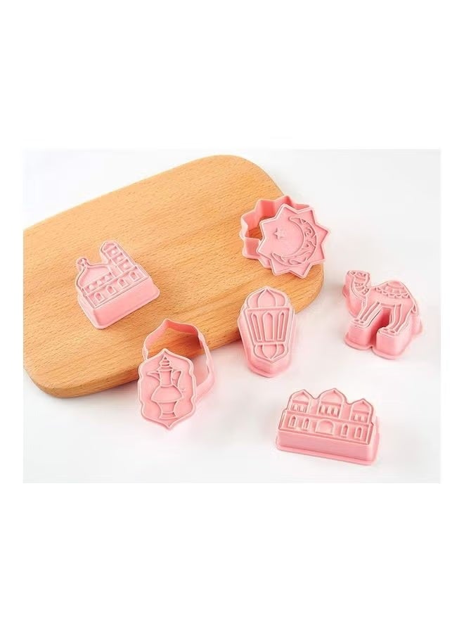 Set Of 6 3D Baking Eid Mubarak Cookie Cutters Pink - Image 2