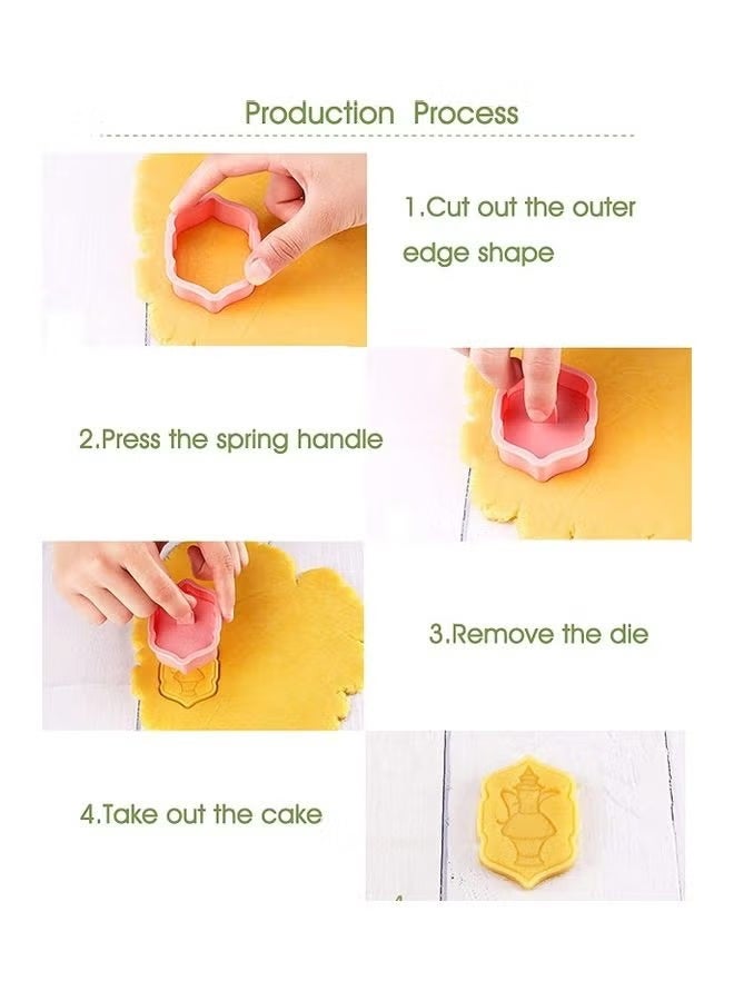 Set Of 6 3D Baking Eid Mubarak Cookie Cutters Pink - Image 4