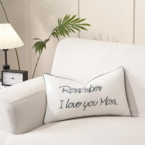 Sanmetex Mom Gifts for Mothers Day - Best Mom Birthday Gifts from Son, Daughter, Remember I Love You Mom Lumbar Pillow Cover 12 x 20 Inches Grey - Image 5