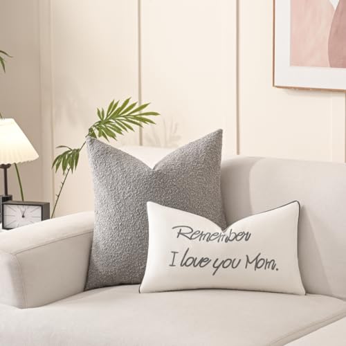Sanmetex Mom Gifts for Mothers Day - Best Mom Birthday Gifts from Son, Daughter, Remember I Love You Mom Lumbar Pillow Cover 12 x 20 Inches Grey - Image 3