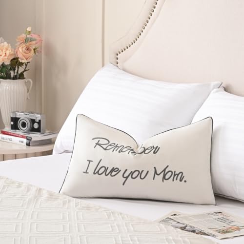 Sanmetex Mom Gifts for Mothers Day - Best Mom Birthday Gifts from Son, Daughter, Remember I Love You Mom Lumbar Pillow Cover 12 x 20 Inches Grey - Image 2