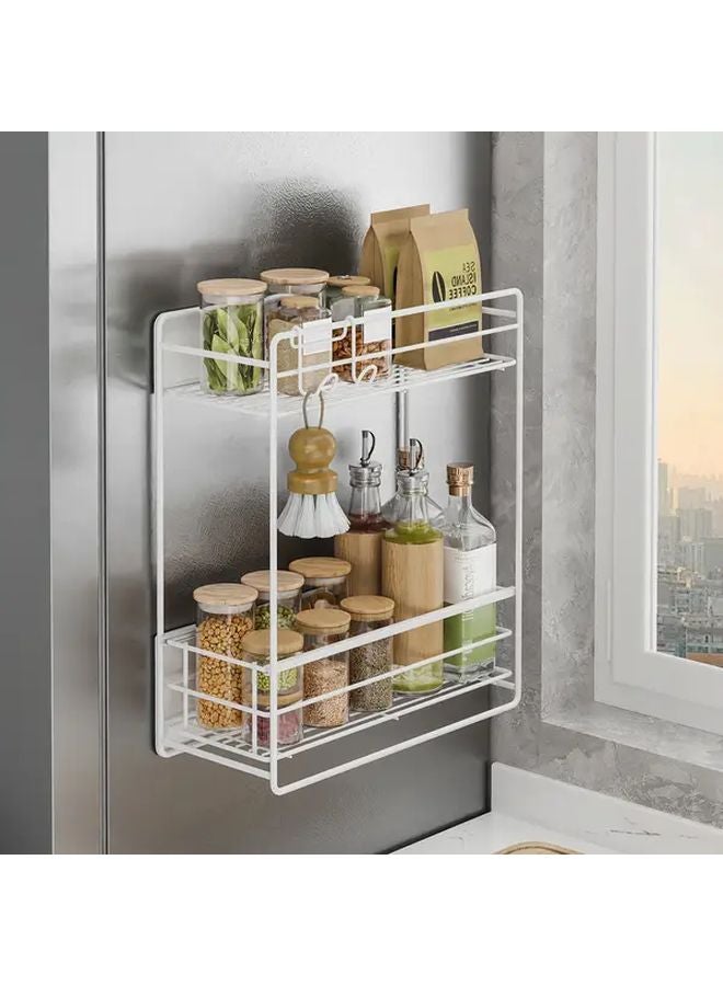 رفوف تخزين مغناطيسية ثابتة متينة من المعدن الأبيض بدون حفر خزانة رف - Image 2