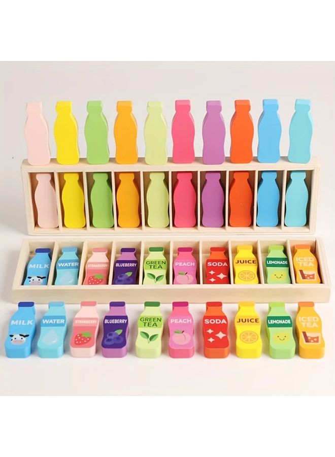 Solid Color Wooden Guess Bottle Game Color Matching Logic Training Interactive Toy - Image 2