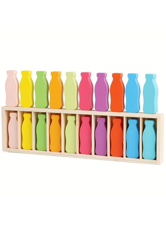 Solid Color Wooden Guess Bottle Game Color Matching Logic Training Interactive Toy - Image 1