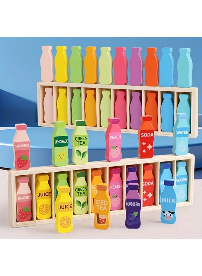 Solid Color Wooden Guess Bottle Game Color Matching Logic Training Interactive Toy - Image 4