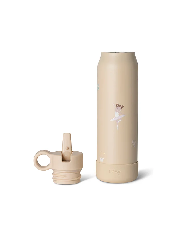 سترون Kids Water Bottle - 350Ml, Vacuum Insulated Stainless Steel - Leak Proof, Eco - Friendly, Perfect For School And Travel - Ballerina