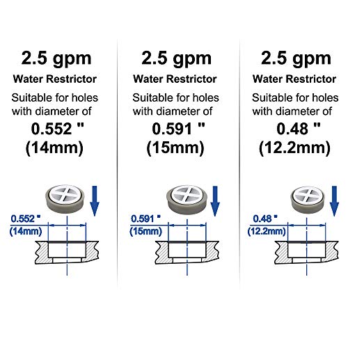 YOO.MEE 2.5 GPM Shower Flow Control Valve, Suitable for the Fixed Shower Head or Handheld Shower with the Holes Diameter of 0.552'' (14mm), or 0.591'' (15mm), or 0.48'' (12mm), 3 Pcs Packed - Image 3
