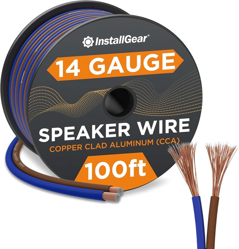 InstallGear 14 Gauge Speaker Wire 100 ft Cable - True Spec Soft Touch for Car Audio, Stereos, Home Theater, Surround Sound - Image 1