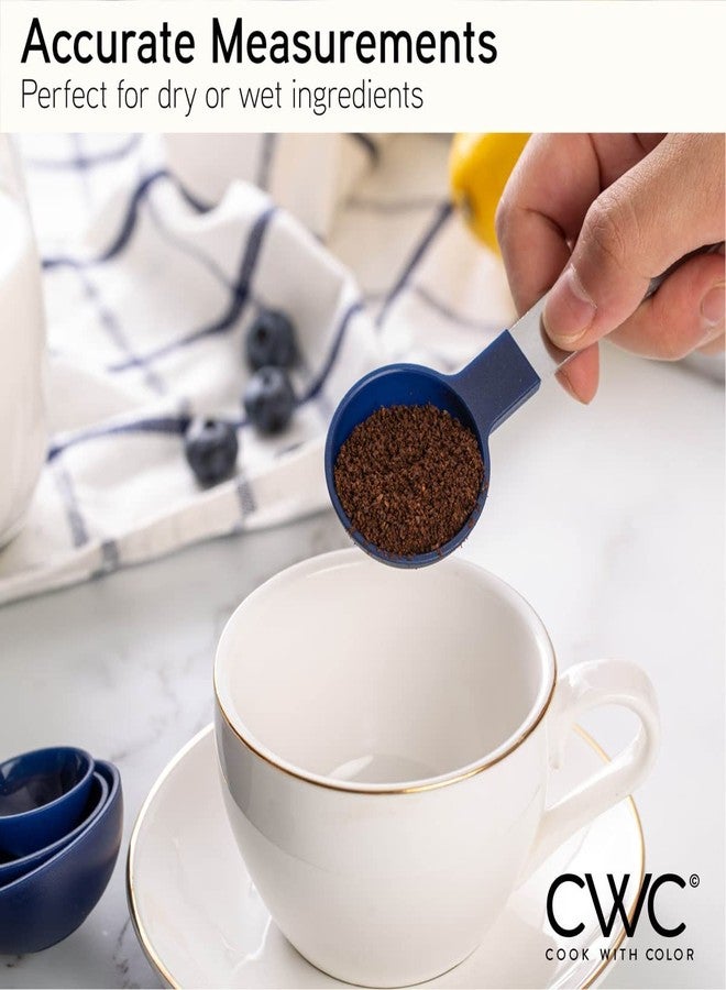 كوك ويذ كولرز طقم أكواب وملاعق قياس من COOK WITH COLOR، بمقابض من الفولاذ المقاوم للصدأ، طقم قياس مطبخ متداخل، طقم أكواب قياس السوائل، 12 قطعة من الفولاذ المقاوم للصدأ، لون كحلي - Image 5