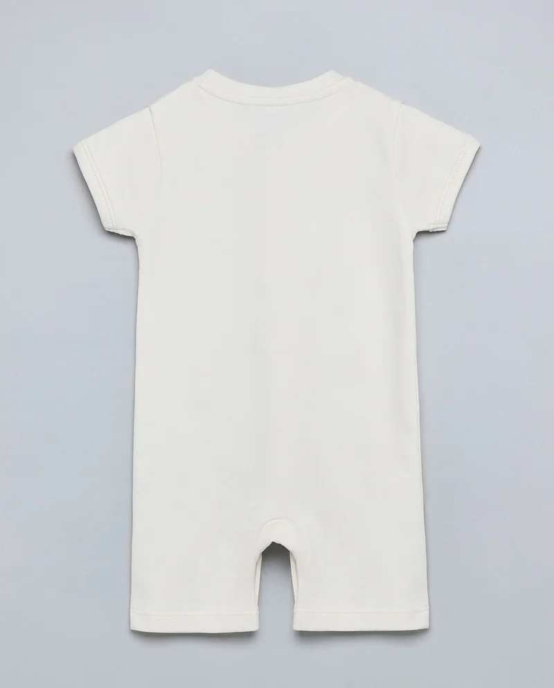 R&B Embroidered Rompers with Crew Neck and Short Sleeves
