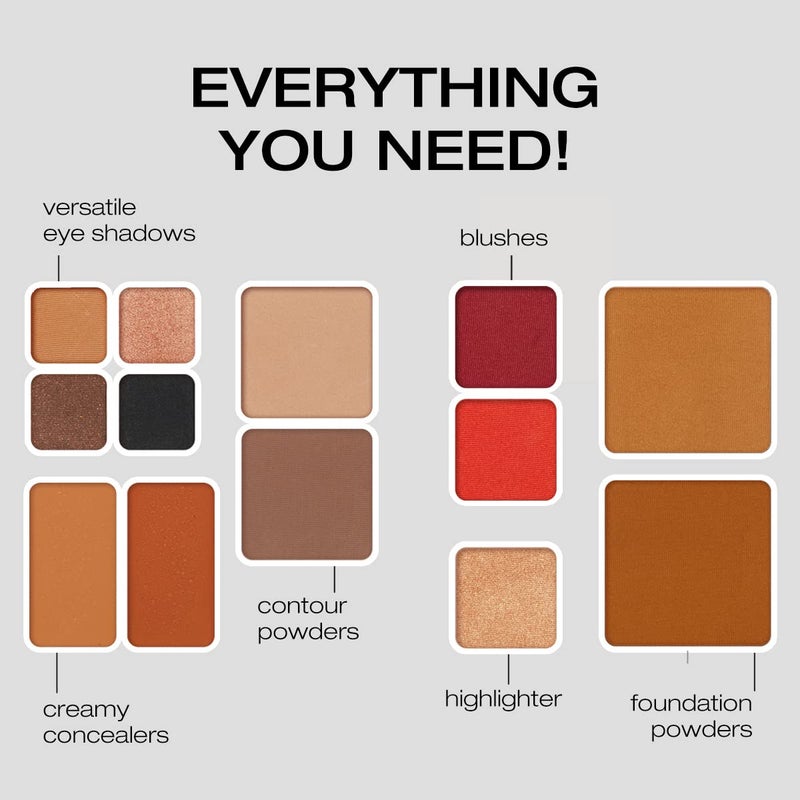 Woosh Beauty, Fold out Face Original Makeup Palette, Travel, All in One, Neutral Cream & Powder (#4 Medium Deep) - Image 3