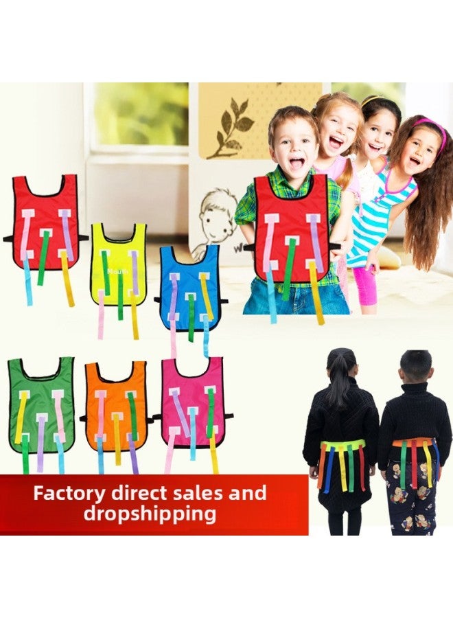 Tail-pulling Vest Belt Children's Tail-catching Outdoor Sports Activities Sensory Training Equipment Kindergarten Sticky Jersey-Color:Adult Style Tail Pulling Light Blue