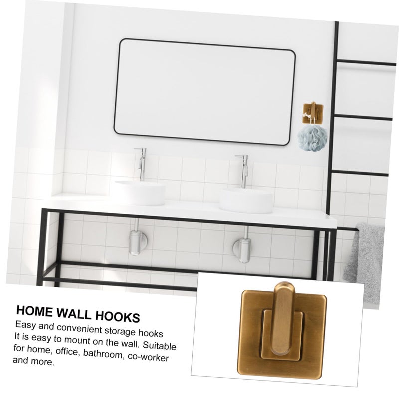2pcs Self Adhesive Square Base Wall Hook No Punching Heavy Duty For Bathroom Towel - Image 3