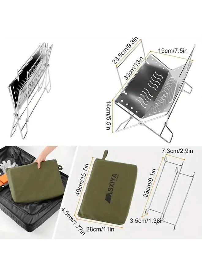 Loquat Heavy Duty Stainless Steel Folding BBQ Grill Stand With Lower Storage Shelf Portable - Image 4