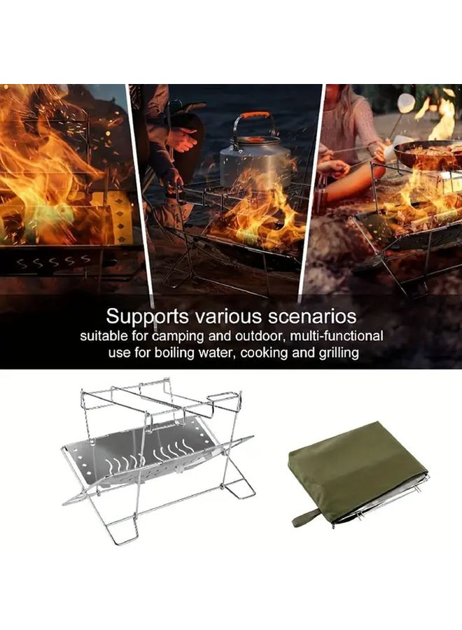 Loquat Heavy Duty Stainless Steel Folding BBQ Grill Stand With Lower Storage Shelf Portable - Image 5