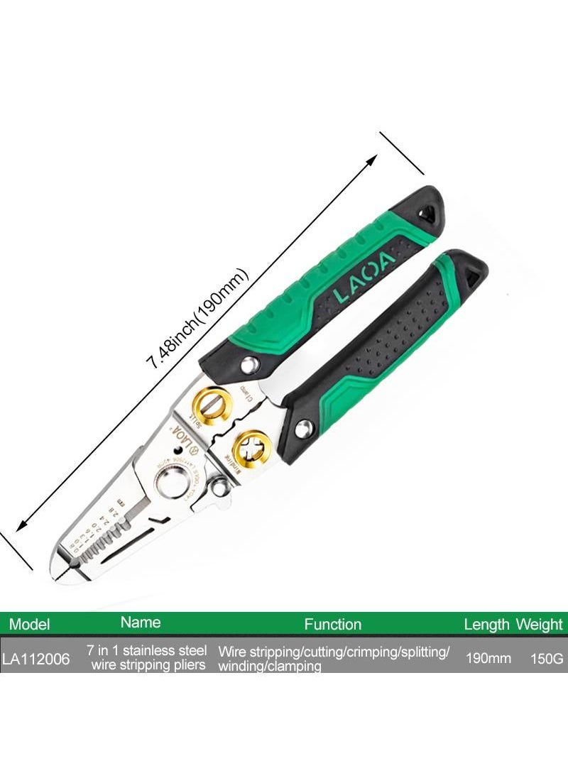 Generic - 7 In 1 Wire Stripping Pliers Multifunction Electrician Cable Cutting Terminal Crimping Splitting Winding Line Hand Tools - Image 1