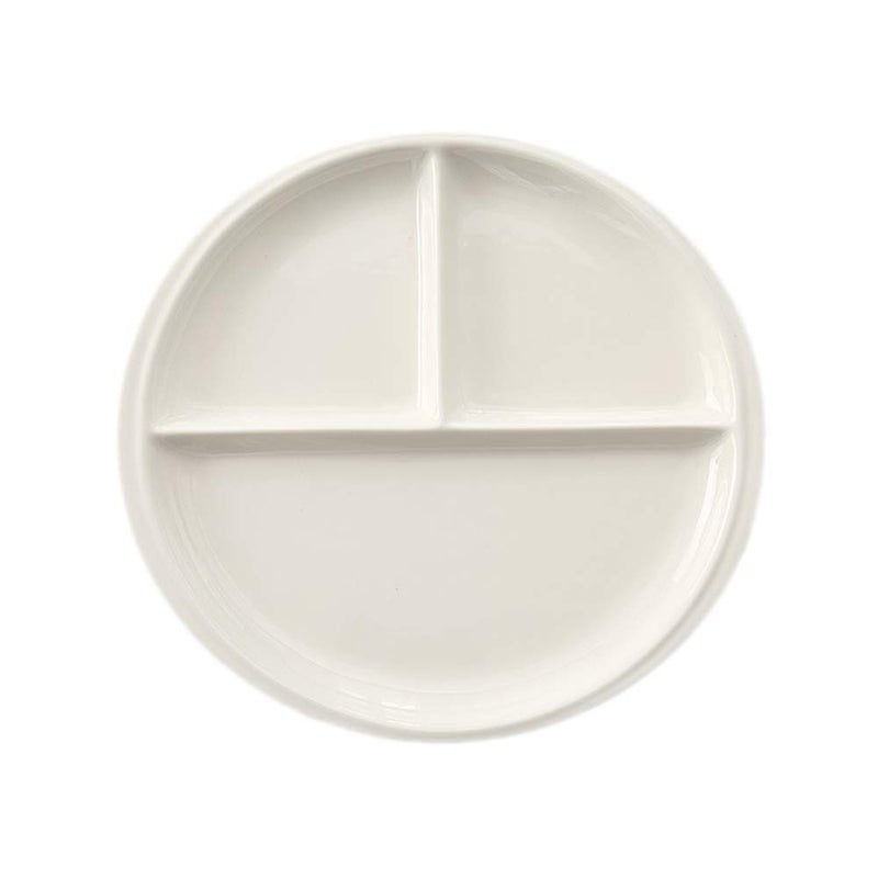 FLYING BALLOON Elegant Round Shaped Ceramic Divided Plate Dinner Plates Luncheon Plates Salad Plates Dishes for Kitchen  White/Dark Blue (1  White-Round) - Image 1