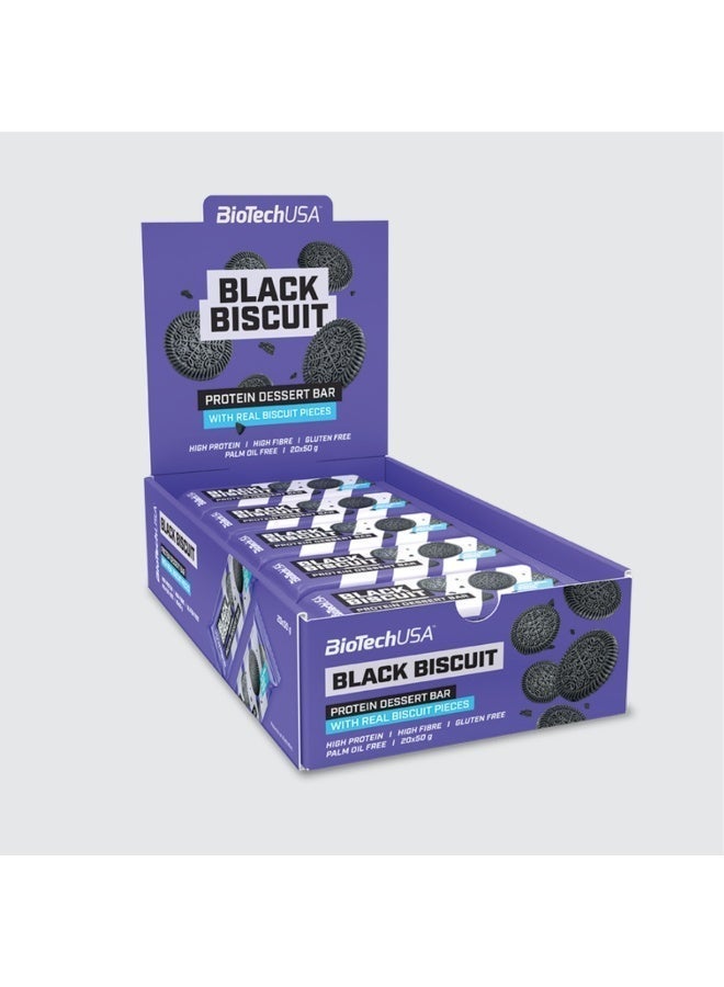 BioTechUSA Protein Dessert Bar 50g, pack of 20 | BLACK BISCUIT | Gluten and palm oil free protein bar - Image 2