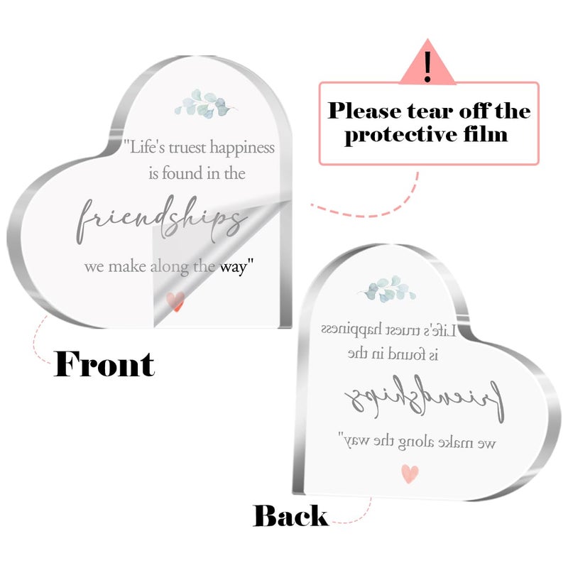 aPamr Gift for Friend Acrylic Heart Sign Friendship Gift for Woman Bestie Friend Coworker Birthday Going Away Retirement Life's Truest Happiness Sign Plaque Gift for Friendship Keepsake Desk Decor A549 - Image 2