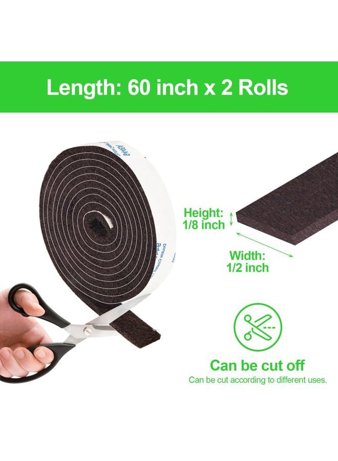 PremiFix Felt Strips with Adhesive Backing, Adhesive Felt Strips, 2 Felt Rolls Pack 1/2x 60 Inches, Brown Felt Tape with Adhesive Backing, Furniture Felt Strips - Image 5