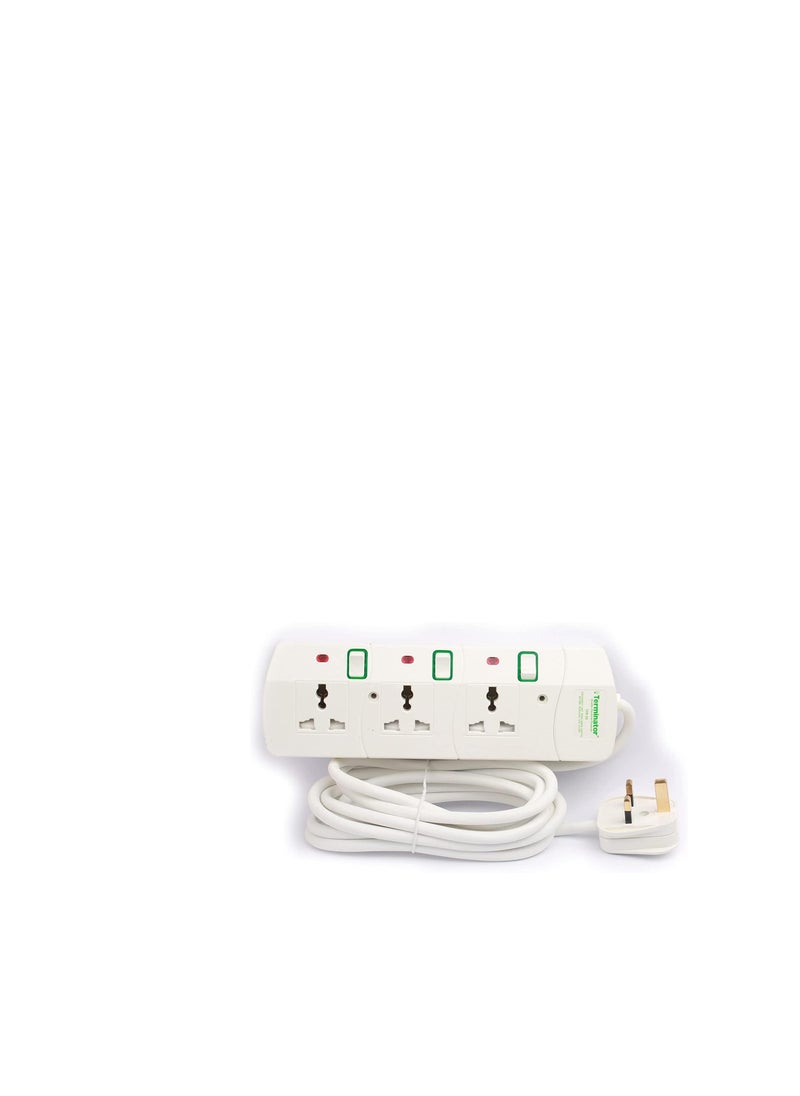Terminator Terminator 3 Way Universal Power Extension Socket 13A 5Mtr 