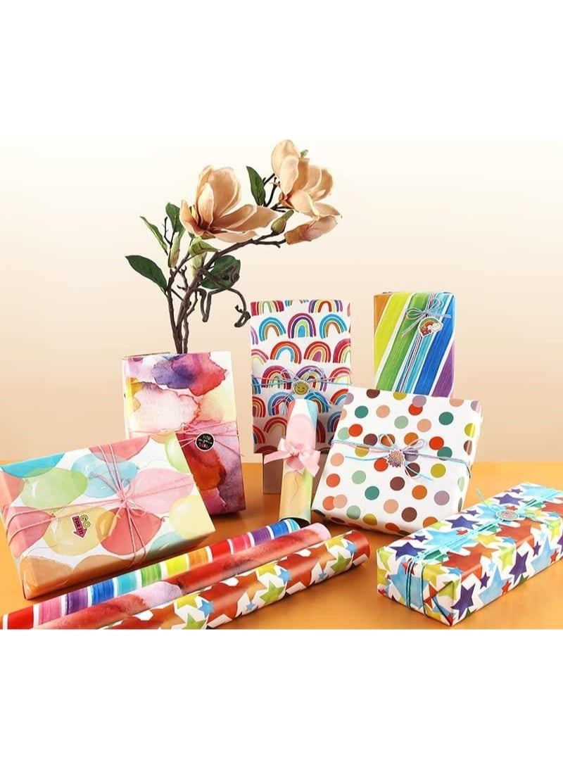 Mitoy 6 Packs Gift Wrap Paper Roll Set Included 6 Pack Gift Wrap Paper with Ribbon Sticker and Tape - Image 3