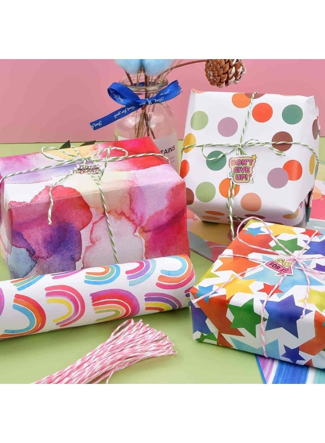 Mitoy 6 Packs Gift Wrap Paper Roll Set Included 6 Pack Gift Wrap Paper with Ribbon Sticker and Tape - Image 4