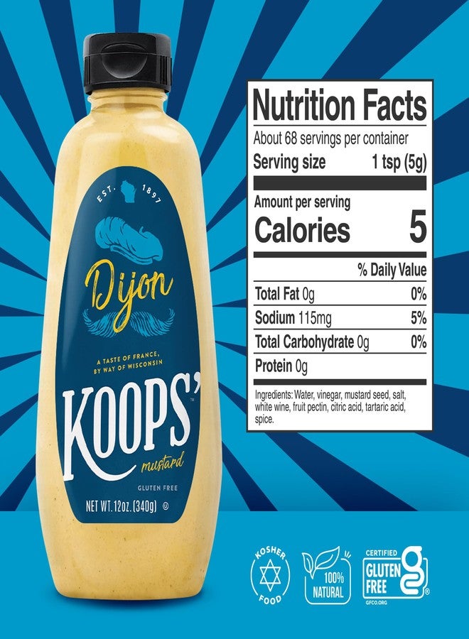 Koops' Dijon Mustard – French Mustard, Gluten-Free, Kosher, Non-GMO, Made in the USA, From Quality Mustard Seeds, Rich and Delicious Flavor – 12 Oz, Pack of 2 - Image 4