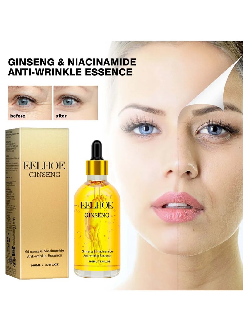 EELHOE مصل الجينسنغ والنياسيناميد المضاد للتجاعيد، مصل الجينسنغ لمكافحة الشيخوخة للنساء، يقلل من ظهور الخطوط الدقيقة والتجاعيد، يشد الوجه، يرطب البشرة - Image 3