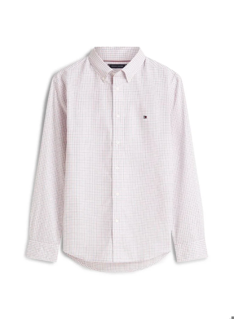 Tommy Hilfiger Medium Red / Check TH Flex Regular Fit Tattersall Check Shirt for Men | Best Price UAE
