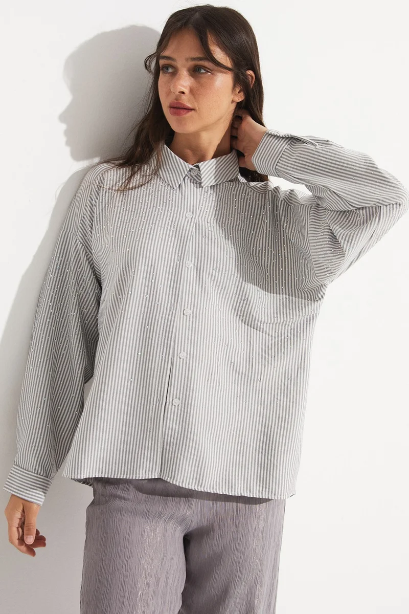 جون Women's Stone Detailed Woven Shirt