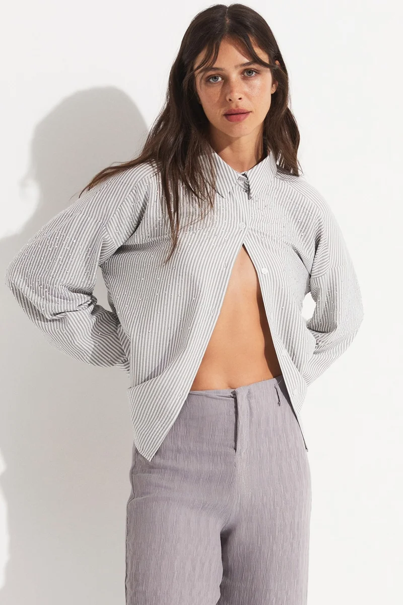 جون Women's Stone Detailed Woven Shirt