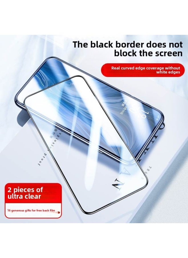 Generic For OppoReno5 Tempered Film Reno6/7/8/4se Full Screen A93R17a2pro Hydraulic A72a5a1a9-Color:Upgraded Full-screen Curved Edge Film 60 Times Explosion-proof 30 Times Anti-fingerprint Ultra-clear 2 Pieces + 16 Gifts * Store Manager-Size:OPPOReno11Pro  - Image 1