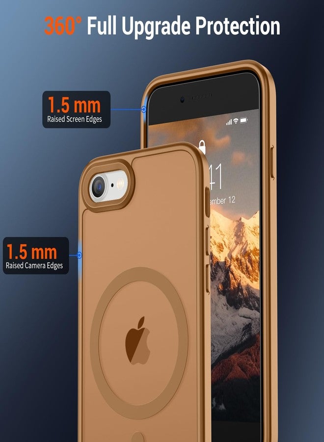 استلق جراب SUPFINE المغناطيسي لهاتف iPhone SE 2022 (الجيل الثالث)/2020 (الجيل الثاني)، وجراب iPhone 8 (متوافق مع MagSafe) (حماية من السقوط بمعايير عسكرية) جراب هاتف رفيع وشفاف غير لامع، بني - Image 4