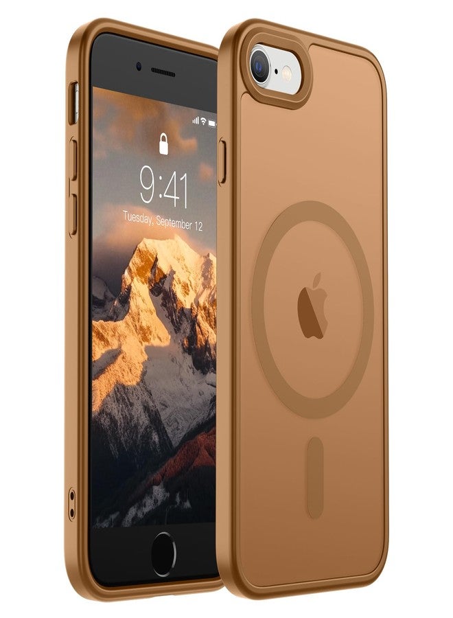استلق جراب SUPFINE المغناطيسي لهاتف iPhone SE 2022 (الجيل الثالث)/2020 (الجيل الثاني)، وجراب iPhone 8 (متوافق مع MagSafe) (حماية من السقوط بمعايير عسكرية) جراب هاتف رفيع وشفاف غير لامع، بني - Image 1