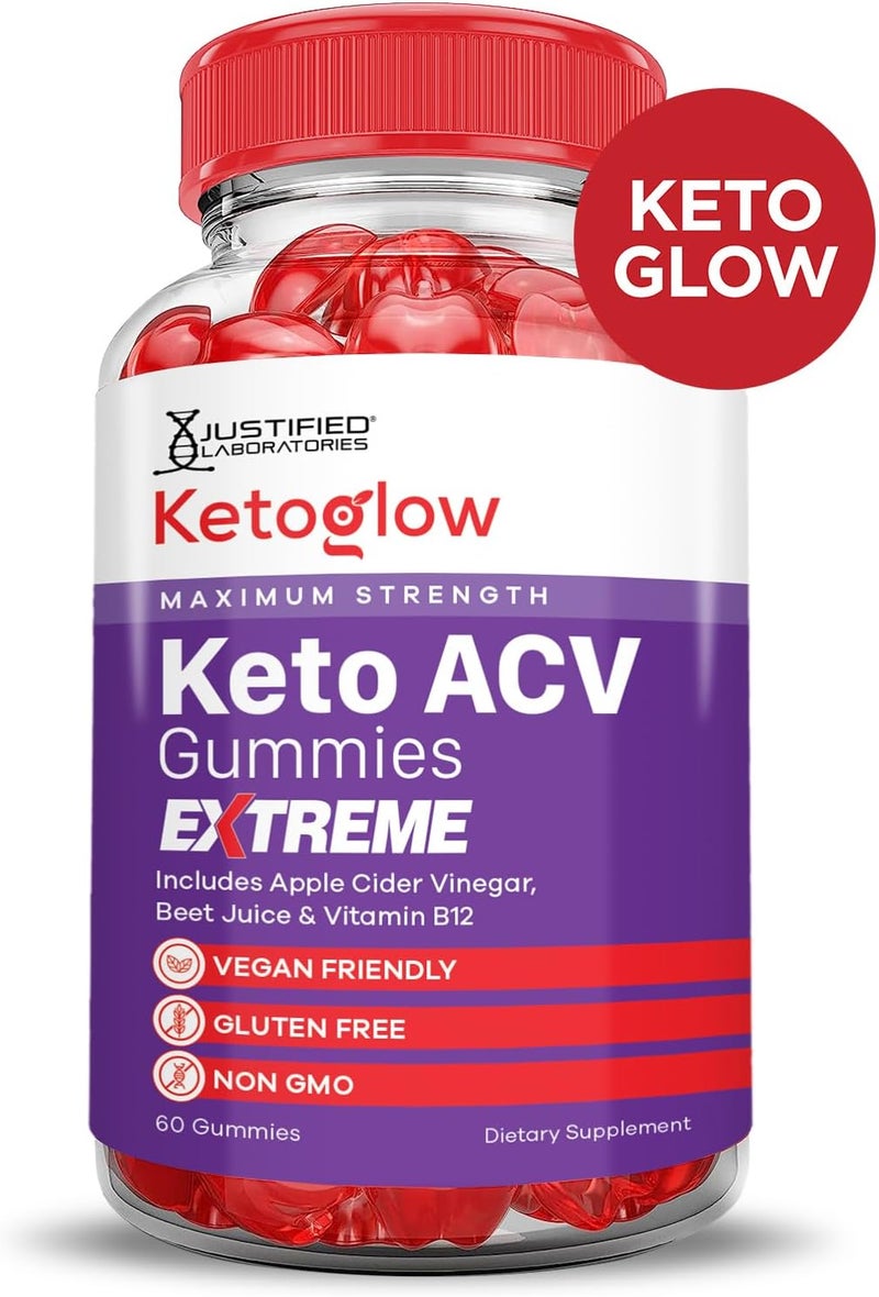 Justified Laboratories Keto Glow Keto ACV Gummies Extreme 2000MG Ketoglow Keto Gummies Apple Cider Vinegar Formulated with Pomegranate Beet Juice Powder B12 Vegan Non GMO 60 Gummys - Image 3