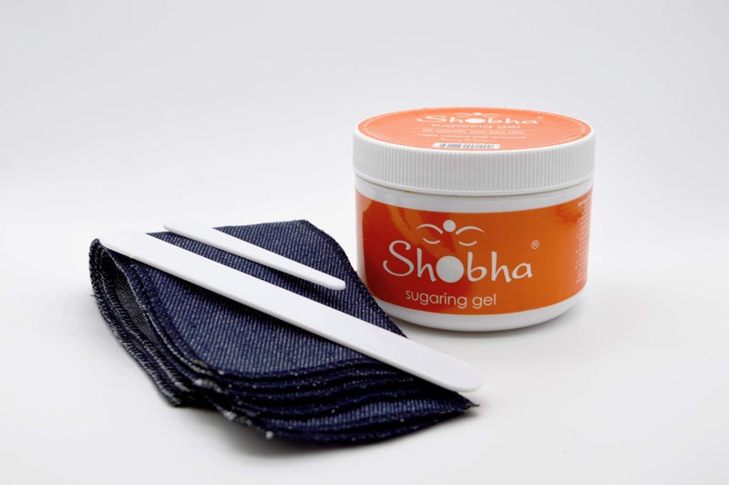 Shobha Sugaring Kit Professional Salon Formula Hair Removal Kit Sugaring Wax Reusable Denim Strips Plastic Reusable Spatulas Gentle Waxing Alternative